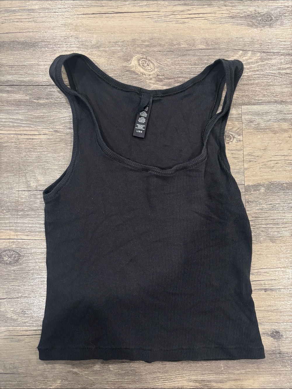 SKIMS, black cotton tank, top size large